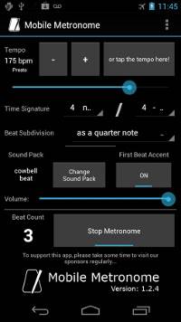 Métronome application mobile